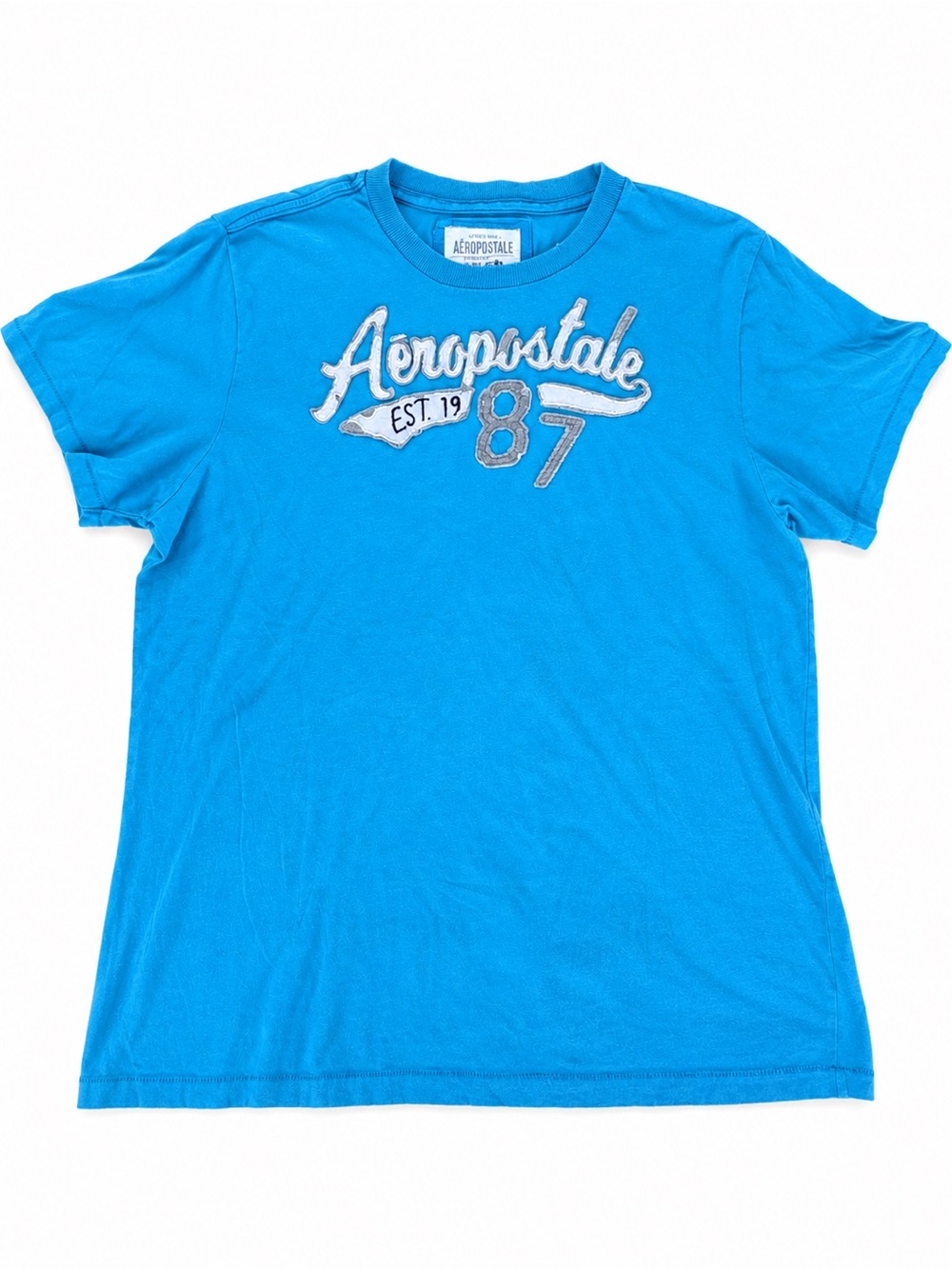 Y2K Aeropostale Spellout Tee XXL Blue Logo Graphic Mallcore 87